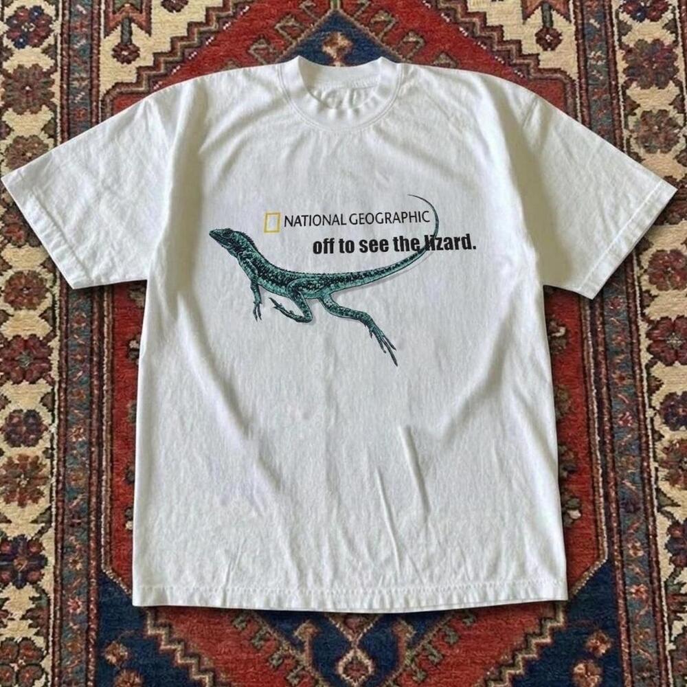 Gildan Men White T-Shirt, White Off To See The Lizard National